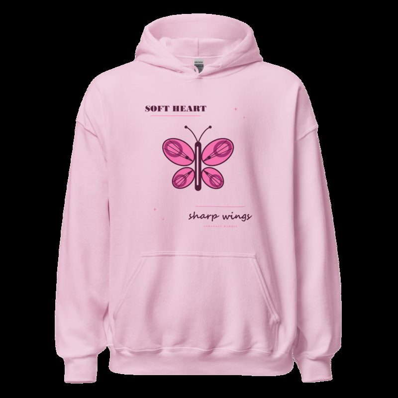 Gorgeous Baddie Soft Heart Sharp Wings Boutique Hoodie White Light Pink