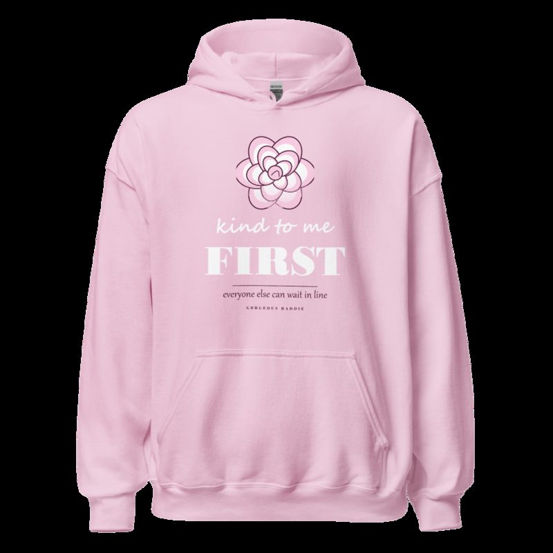 Gorgeous Baddie Kind To Me First Boutique Hoodie Light Pink