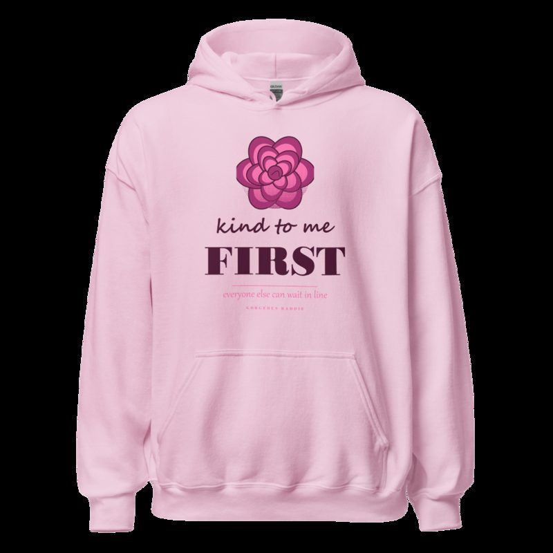 Gorgeous Baddie Kind To Me First Boutique Hoodie White Light Pink