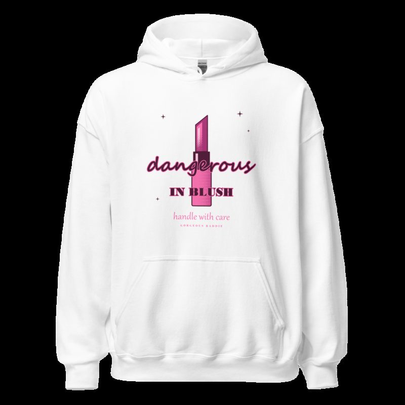 Gorgeous Baddie Dangerous In Blush Boutique Hoodie White White