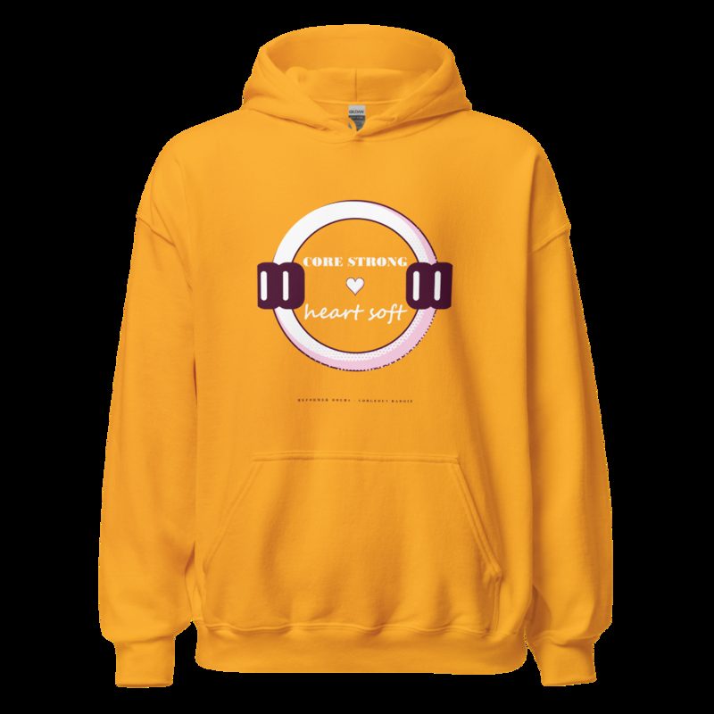 Gorgeous Baddie Core Strong Heart Soft Boutique Hoodie Gold
