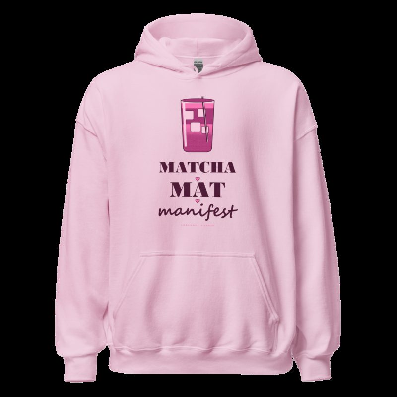Gorgeous Baddie Matcha Mat Manifest Boutique Hoodie White Light Pink