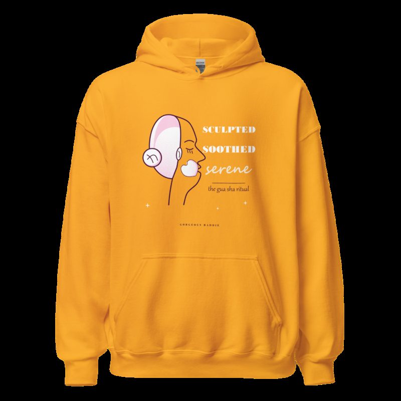 Gorgeous Baddie Sculpted Soothed Serene Boutique Hoodie Gold